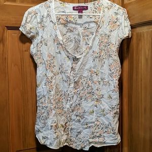 L Vintage Floral Eyelet Gloria Vanderbilt Blouse